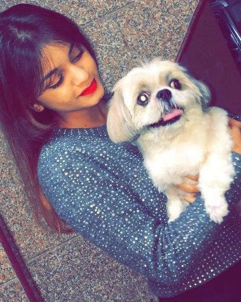 Ishwari Deshpande with her pet dog