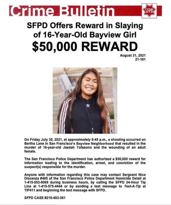 Jaedah Tofaeono got murdered on July 30, 2021
