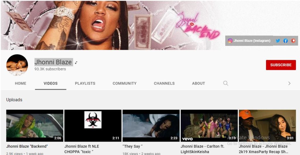 Jhonni Blaze Youtube channel