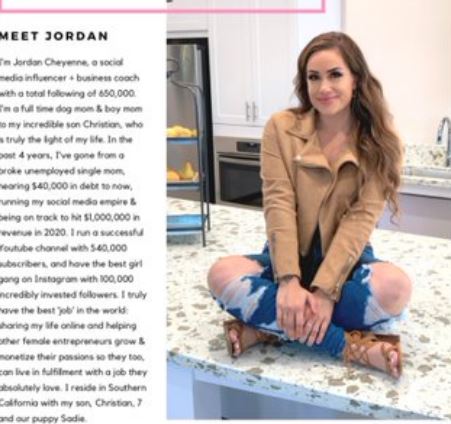 Jordan Cheyenne appeared on her Instagram e book