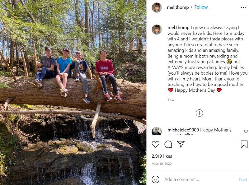 Mel Thompson posted a picture of her kids on the occasion of Mother's Day