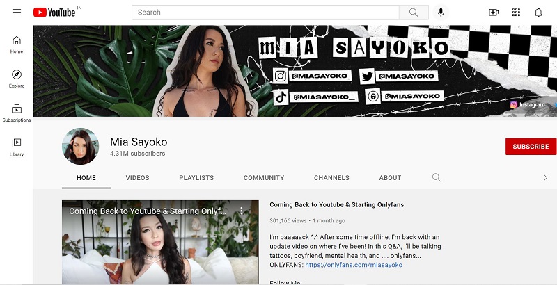 Mia Sayoko YouTube Channel