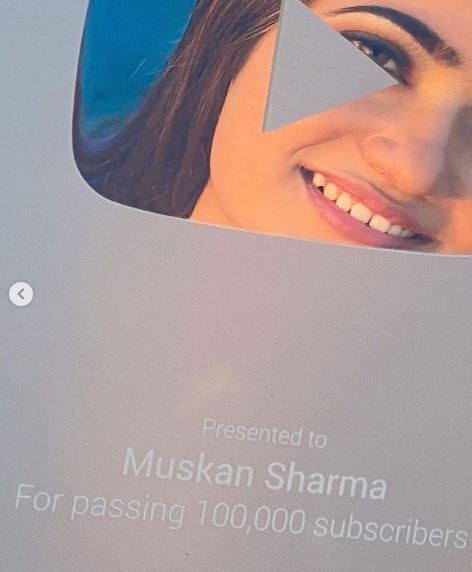 Muskan Sharma first silver Youtube button