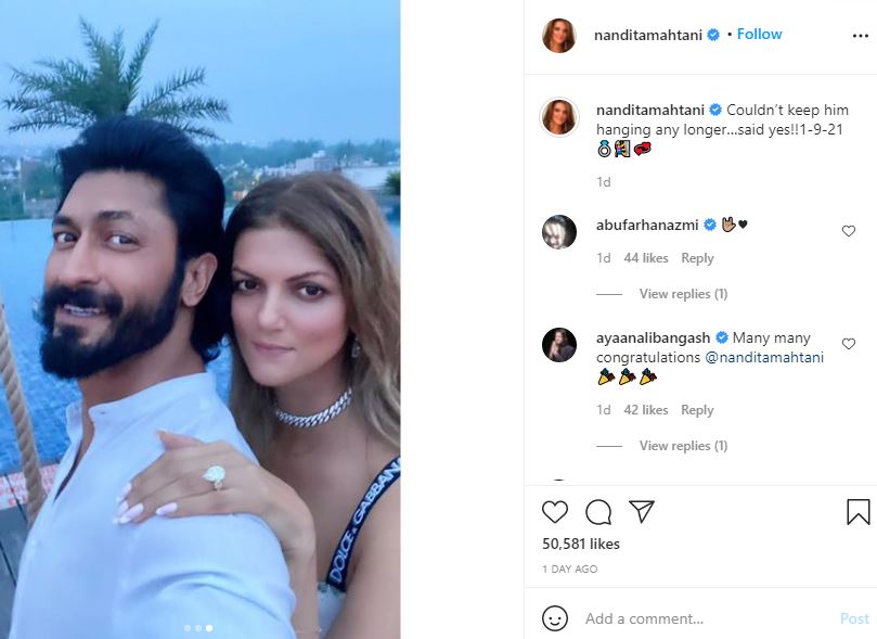 Nandita Mahtani got engaged