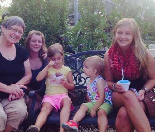 Nichole Schmidt with her mother and kids