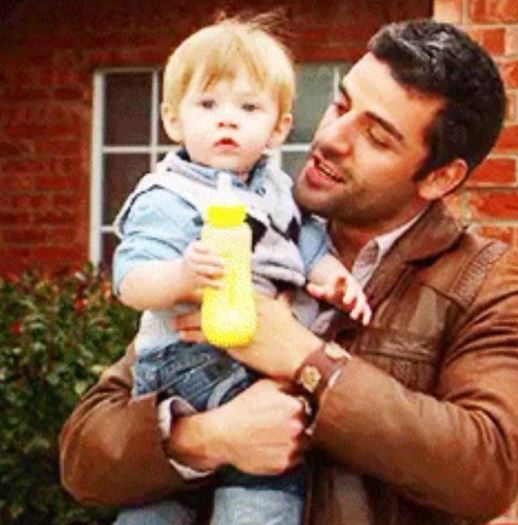 Oscar Isaac with his son