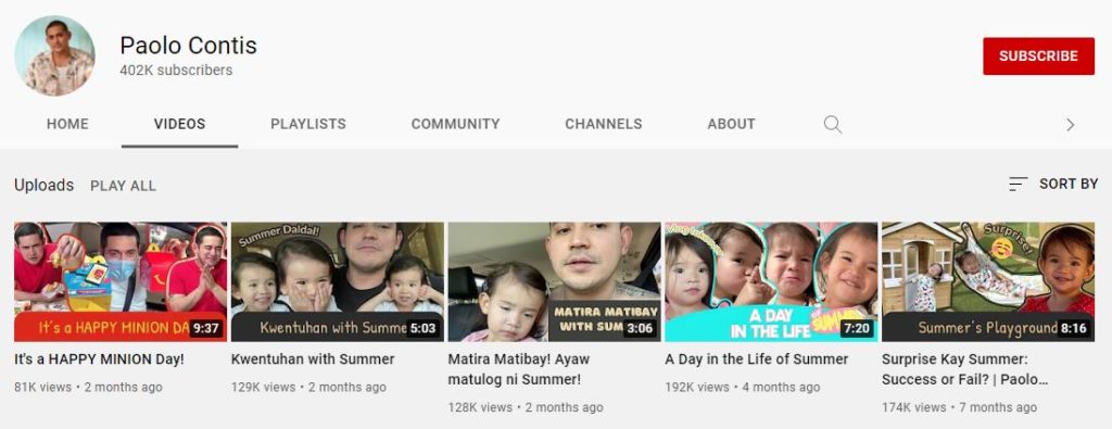 Paolo Contis YouTube channel