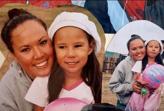 Quannah Chasinghorse's childhood photo with her mother Jody
