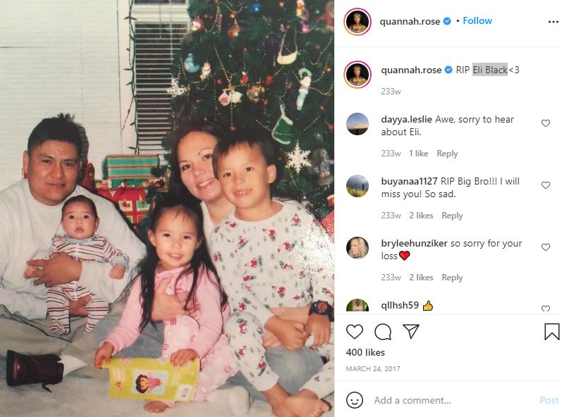 Quannah Chasinghorse's first Instagram post with family