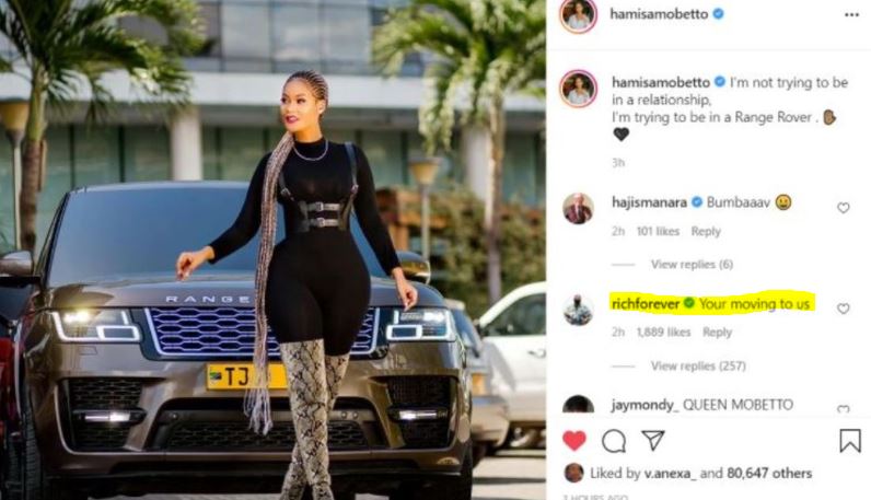 Rick Ross commented on Hamisa Mobetto post