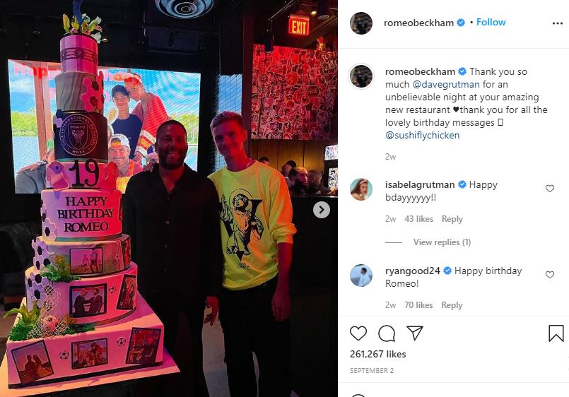 Romeo Beckham on his 19th birthday