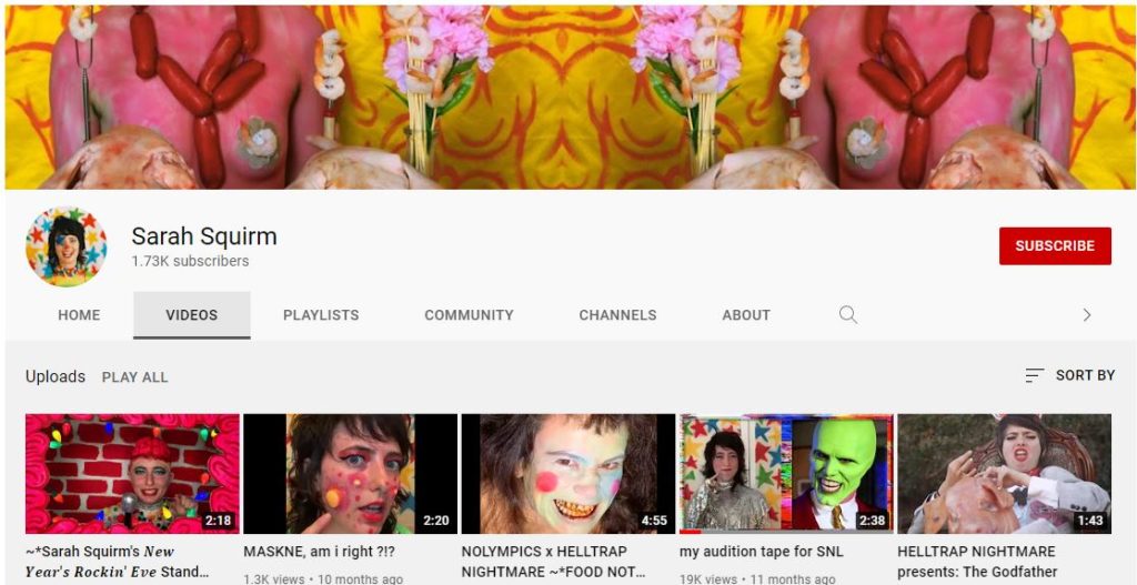 Sarah Squirm Youtube channel