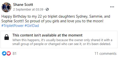 Sophie Scott father wished her on her 22nd birthday