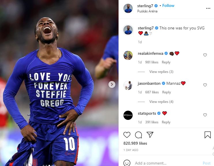 Steffie Gregg's childhood friend Raheem Sterling paid tribute to her