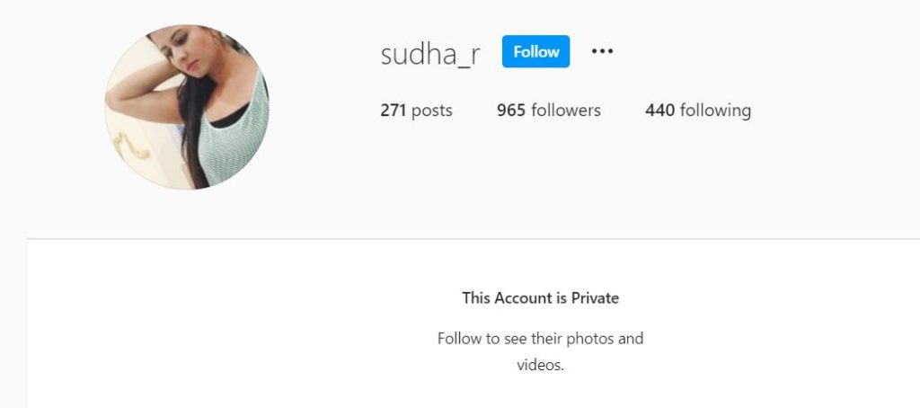 Sudha Reddy personal IG profile