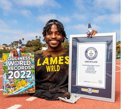Zion Clark Zion broke the world record by walking fast with his hand in 4.78 seconds