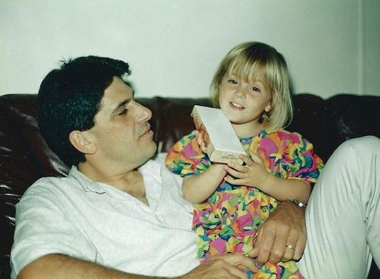 childhood image of Hayley Leake with her dad