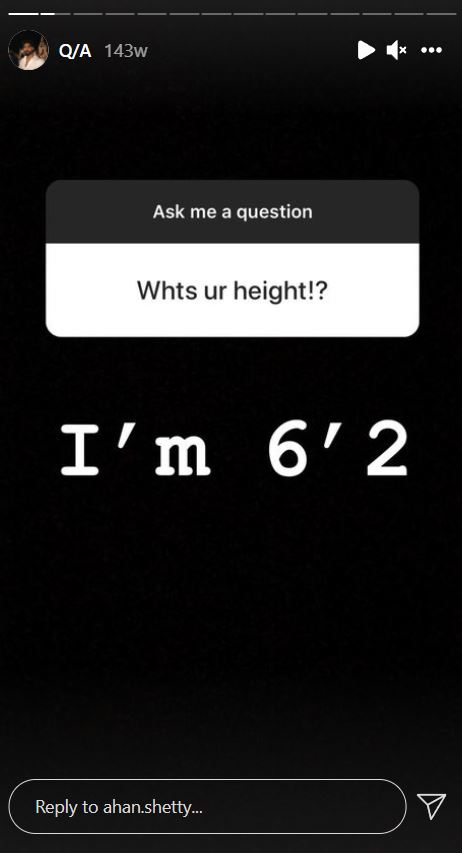Ahan Shetty height detail