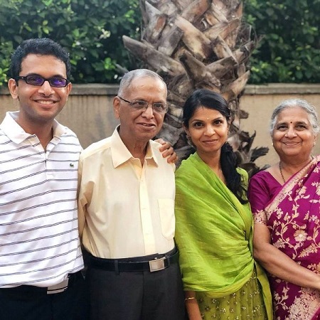 Akshata Murthy with her father, mother and brother