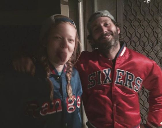 An old photo of Dave Lawson and Sarah Snook
