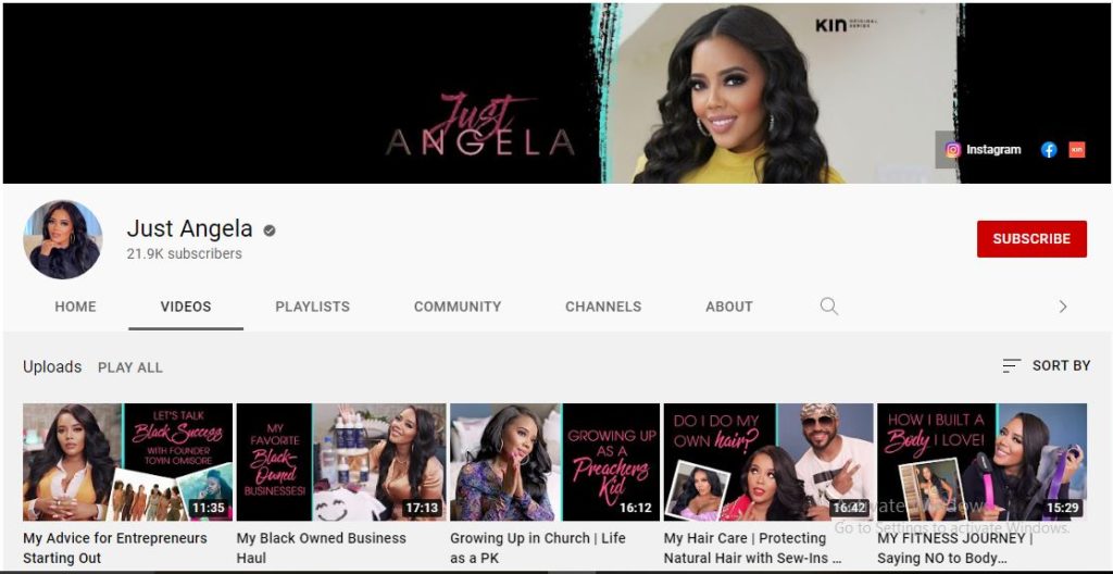 Angela Simmons's Youtube channel