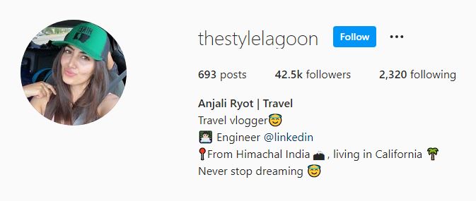 Anjali Ryot IG profilr