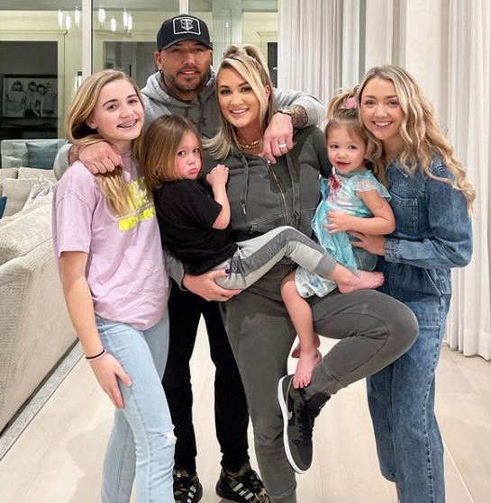 Brittany Aldean with her husband, children, and step-daughters