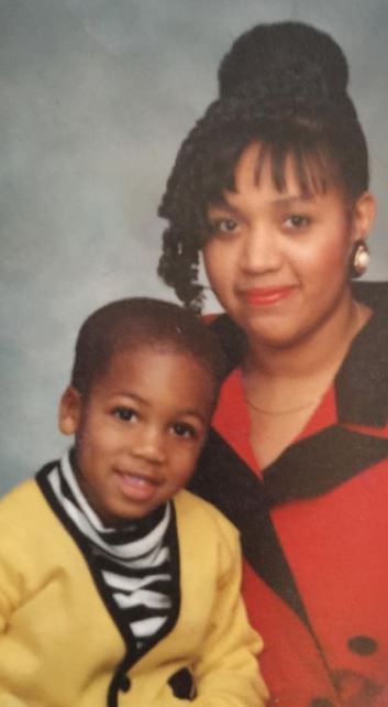 Childhood image of Joshua Black with his mom