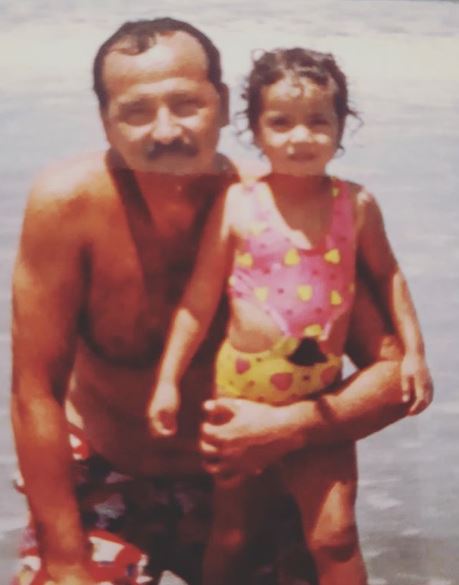 Childhood photo of Cristina Rodlo with her father