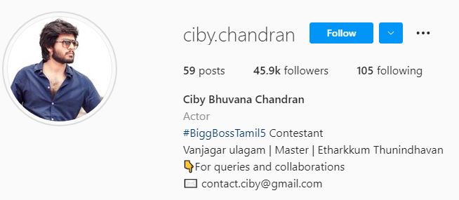 Ciby Bhuvana Chandran IG profile