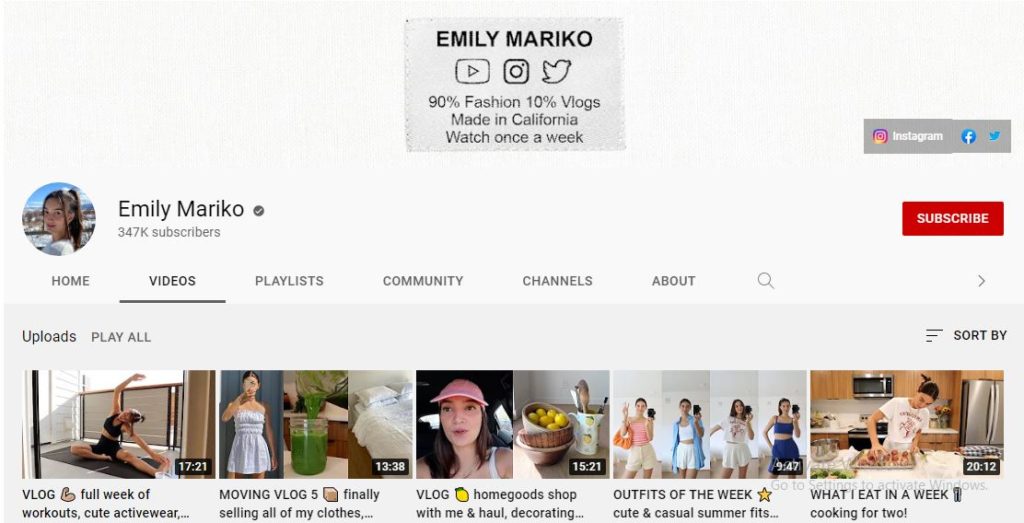 Emily Mariko Youtube channel