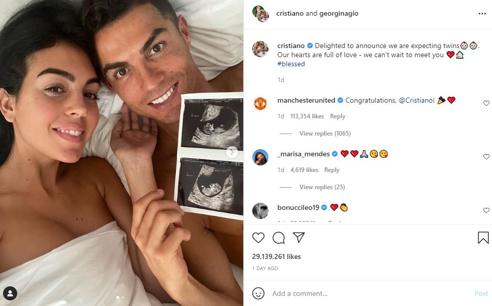 Georgina Rodriguez is expecting twins