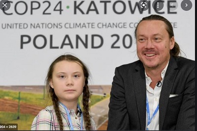 Greta Thunberg with her father