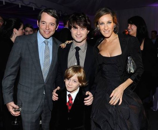 James with his parents and actor Daniel Radcliffe