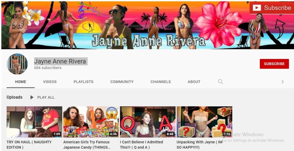 Jayne Rivera Youtube channel