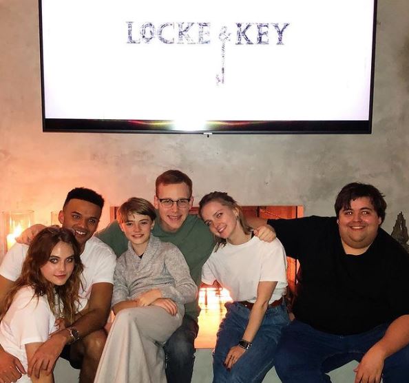 Jones with the cast of Locke and Key