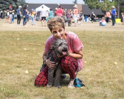 Jyoti Gondek and her pet dog Smokey