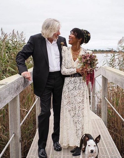 Kamilah Chavis was photographed with her husband Roger Waters on their wedding day