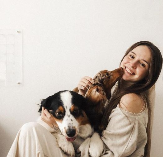 Kersey with her pet dogs