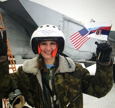 Natasha Pavlovich is a licensed pilot and co-piloted a Mig-25