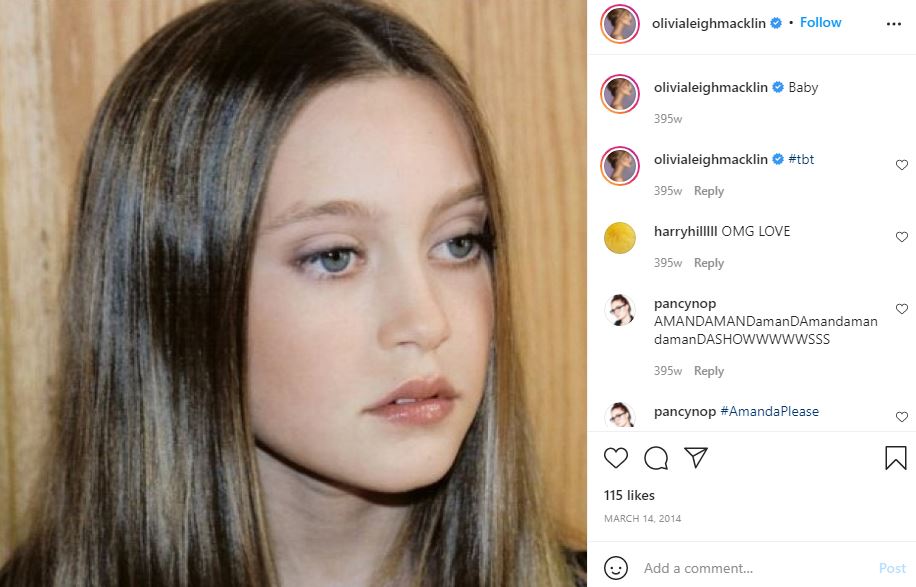 Olivia Leigh Macklin's first Instagram post