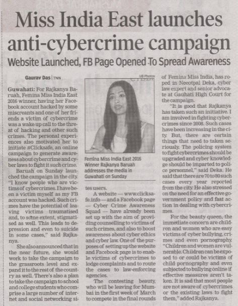 Rajkanya Baruah launched Anti-Cybercrime Campaign
