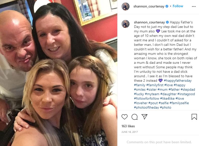 Shannon Courtenay with her mother step dad and sister
