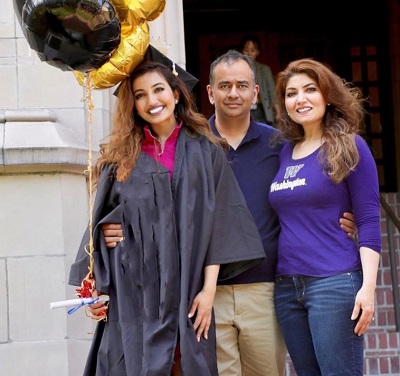 Shree Saini with her mother and father