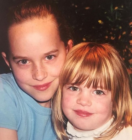 Stella Banderas Childhood Picture with Dakota Johnson