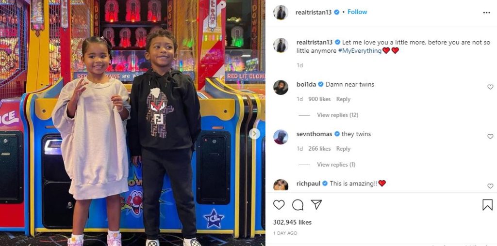 Tristan Thompson shared his children's photo on his official Instagram account