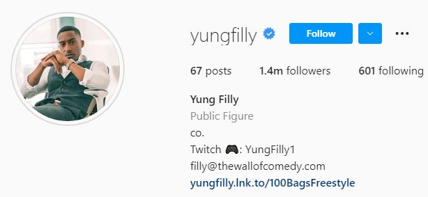 Yung Filly IG profile