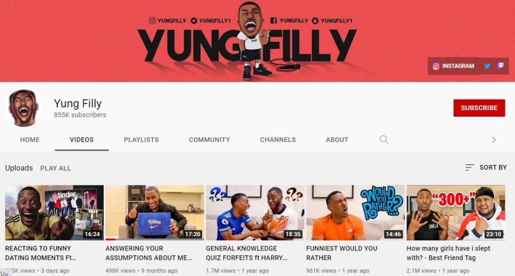 Yung Filly YouTube channel