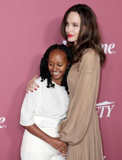 Zahara Jolie-Pitt with her mom Angelina Jolie