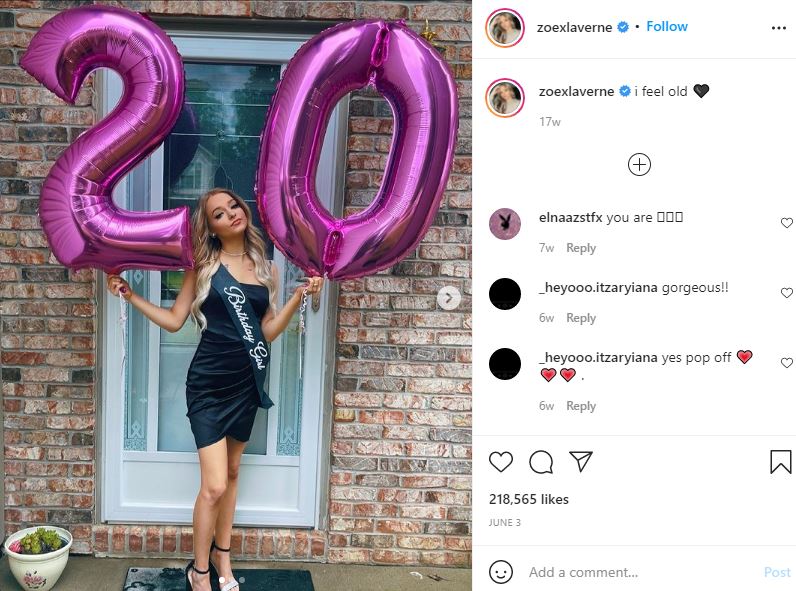 Zoe Laverne on her 20th birthday